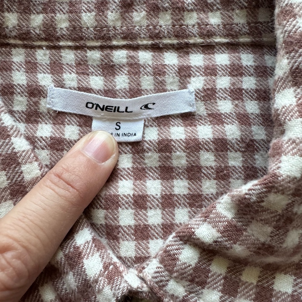O'Neill Tan and White Plaid Button-Down Shirt - Picture 3 of 7